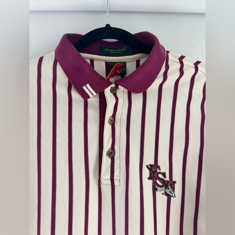 FLORIDA STATE (FSU) NOLES Striped Men's PIQUE Polo Shirt VINTAGE (VTG)
